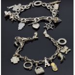 Thomas Sabo charm bracelet and a Links of London silver charm bracelet with 9 silver charms (62.7g)