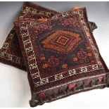 A pair of North African camel bags / cushions, 70 x 65cm