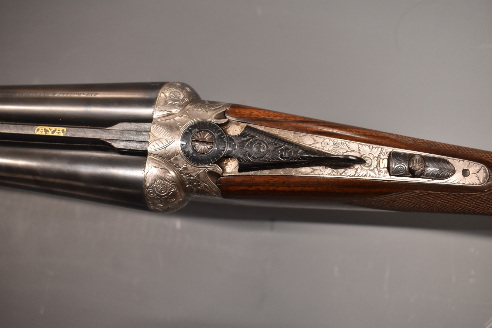 AYA No.4 12 bore ejector shotgun with heavily engraved decoration to the named locks, underside, - Image 12 of 12