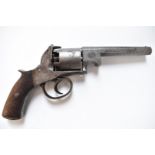 Webley Bentley 120 bore five-shot double action percussion revolver with line engraved frame,
