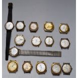 Fifteen gentleman's wristwatches including Timex, Systema, Talis, Calverta, Newmark, Freba etc,