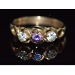 A 9ct gold ring set with an amethyst and cubic zirconia, 2.8g, size O/P