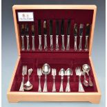 Arthur Price six place setting canteen of silver plated cutlery, width of canteen 46cm