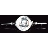 A silver Georg Jensen brooch depicting a ship, 5.8cm, 7.9g