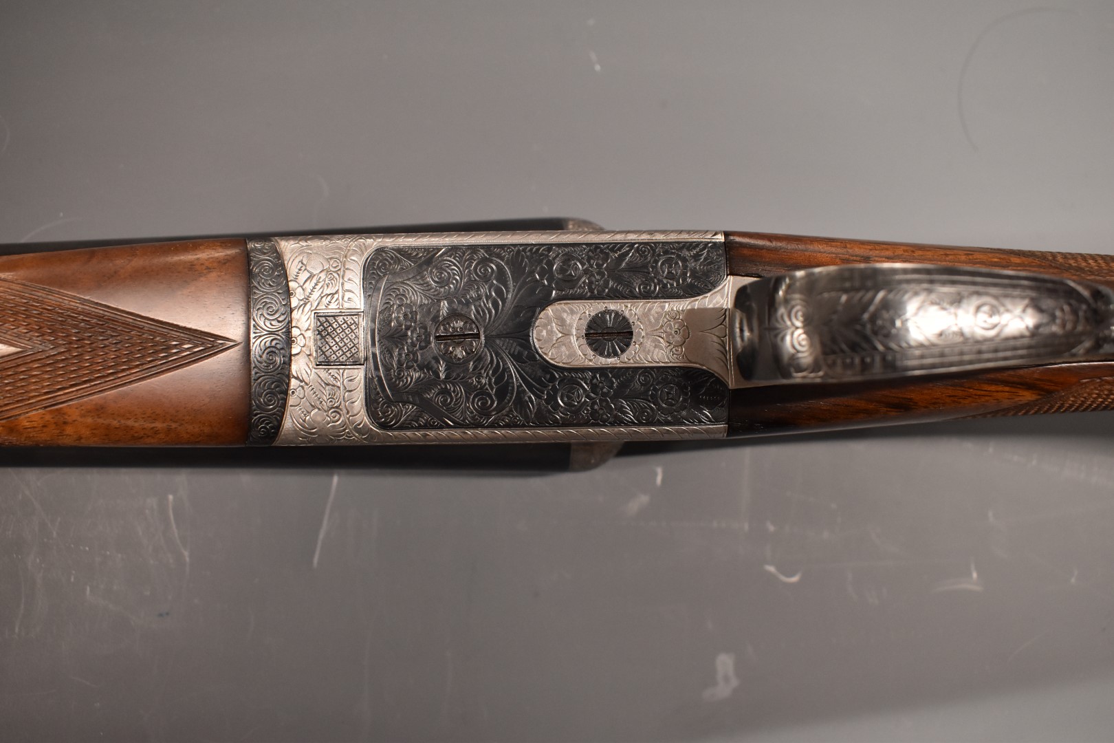 AYA No.4 12 bore ejector shotgun with heavily engraved decoration to the named locks, underside, - Image 10 of 12