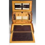Victorian country house stationery box with burr walnut exterior, satinwood interior and Bramah