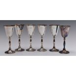 Set of six Elizabeth II hallmarked silver goblets, Birmingham 1975, maker Frank Hawker Ltd, height