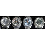 Four gentleman's diver style wristwatches comprising Lucerne, Pioneer, Hercules and Fergio,