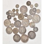 Various silver coinage, Victoria, George III, USA dollar, French etc, approximately 360g