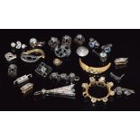 A collection of jewellery parts set with diamonds
