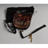 Dolce and Gabbana black leather and silk embroidered bag with leopard print interior
