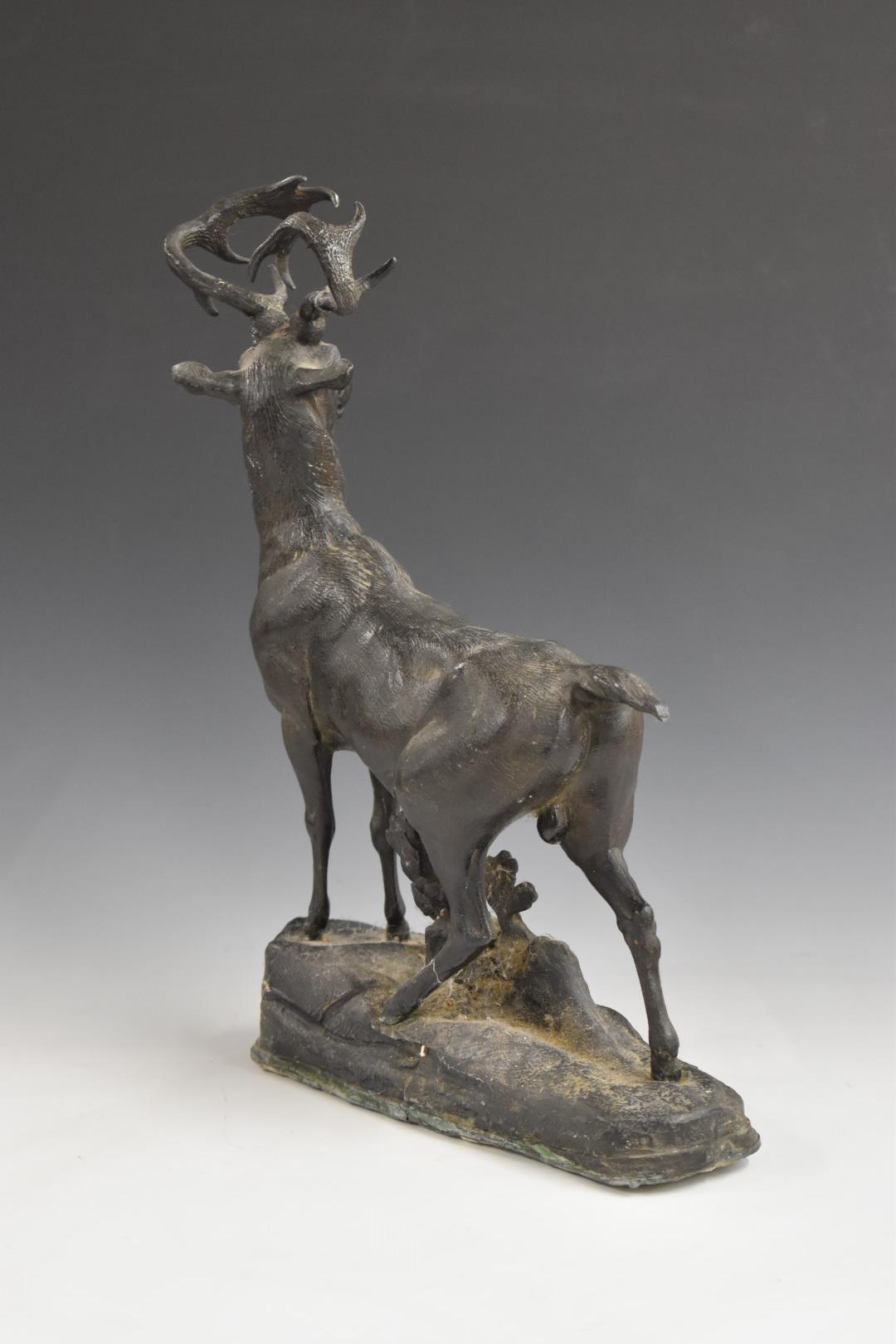 Spelter study of a stag on naturalistic base, H40cm - Image 4 of 6