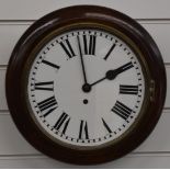 Late 19thC dial wall clock with platform escapement and 25cm painted Roman dial, with key