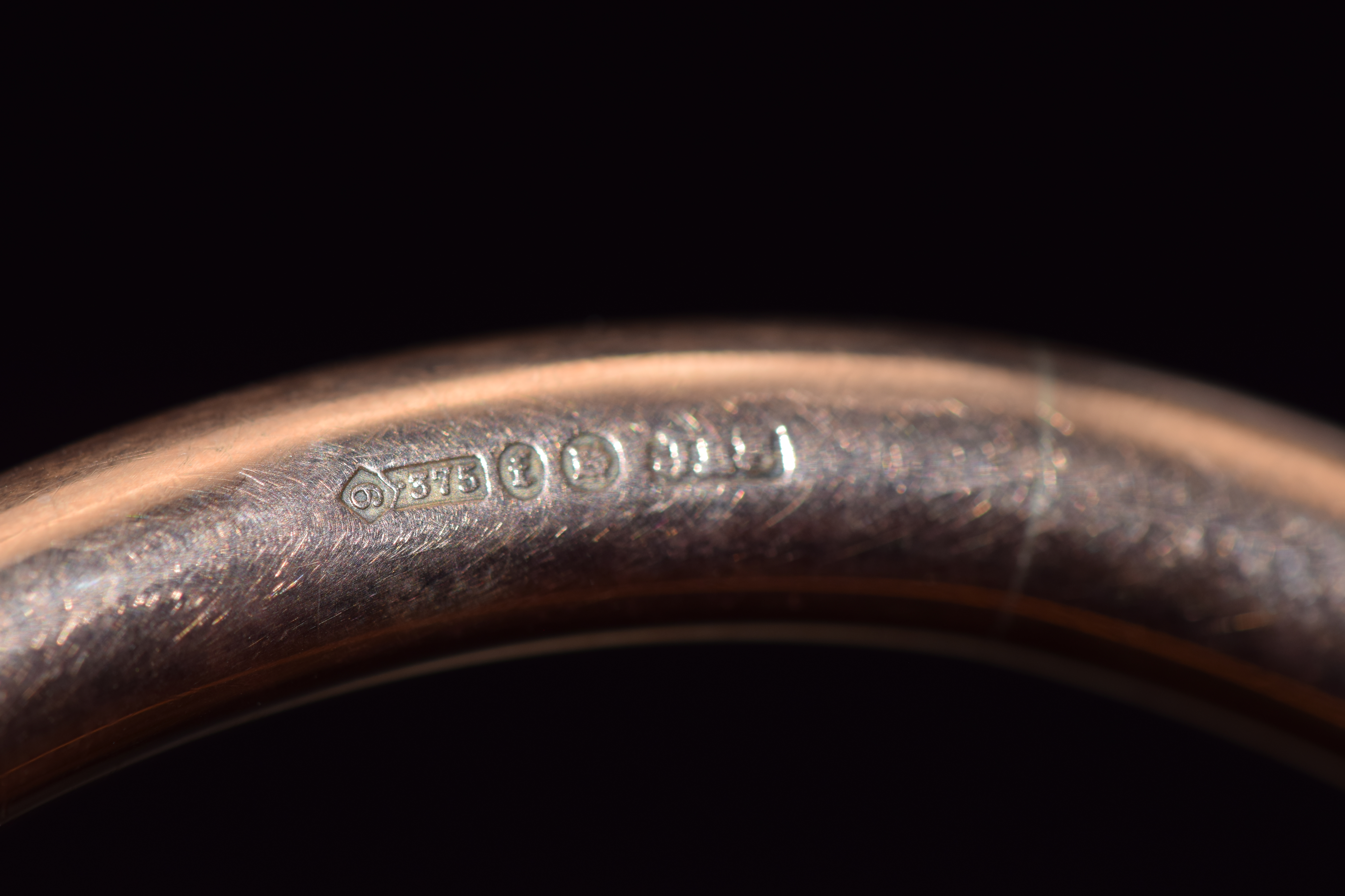 Art Deco 9ct rose gold flapper bangle, London 1921, 19.2g - Image 3 of 4