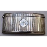 Edward VII hallmarked silver curved calling card case with engine turned decoration, Birmingham