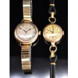 Two 9ct gold ladies wristwatches one by Bruford of Eastbourne both with subsidiary seconds dials,