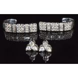 Two pairs of 10k white gold earrings set with diamonds, 6.9g