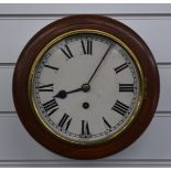 Mahogany wall clock with black Roman numerals and cream dial, diameter 27cm
