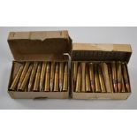 Ninety-eight Winchester and similar .303 rifle cartridges, in two original boxes.  PLEASE NOTE