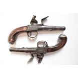 A pair of Adams of London Queen Anne flintlock pocket pistols with named and engraved locks,