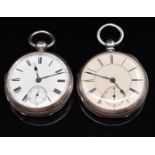 Two hallmarked silver pocket watches, one by G Bryson of London, both with inset subsidiary