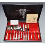 Viners six place setting canteen of King's pattern cutlery, length of table spoons 11.5cm, width