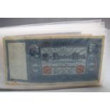 An album containing a world banknote collection including German hyperinflation, Egyptian British