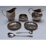 Victorian and later hallmarked silver and white metal items comprising Victorian jug with wrythen