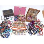 A collection of costume jewellery including necklaces, etc