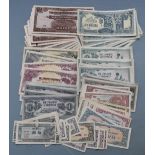 A collection of over ninety WW2 Japanese occupation puppet state banknotes