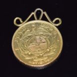 South Africa 1898 gold pond with pendant mount, 8.4g