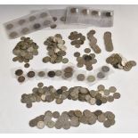 A large quantity of UK shillings, florins, half crowns etc, cupronickel and silver, approximately