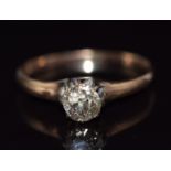 A 14k rose gold ring set with an old cut diamond of approximately 0.45ct, size M, 1.6g