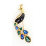 Christian Dior brooch in the form of a peacock, 9 x 2.5cm