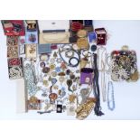 A collection of costume jewellery including vintage watches, enamel, brooches including vintage,