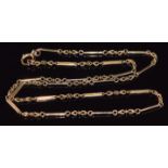 A 9ct gold necklace c1900, made up of knotted and elongated links, 21.2g, 62cm long