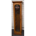Ex shop display gun and ammunition glazed oak display cabinet with hand painted advertising