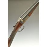 Thomas Bland 12 bore side by side shotgun with border engraved lock, trigger guard, underside, top