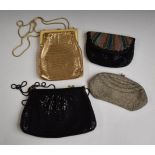 Four vintage sequinned evening bags, including gold Oroton example, largest 16 x 27cm