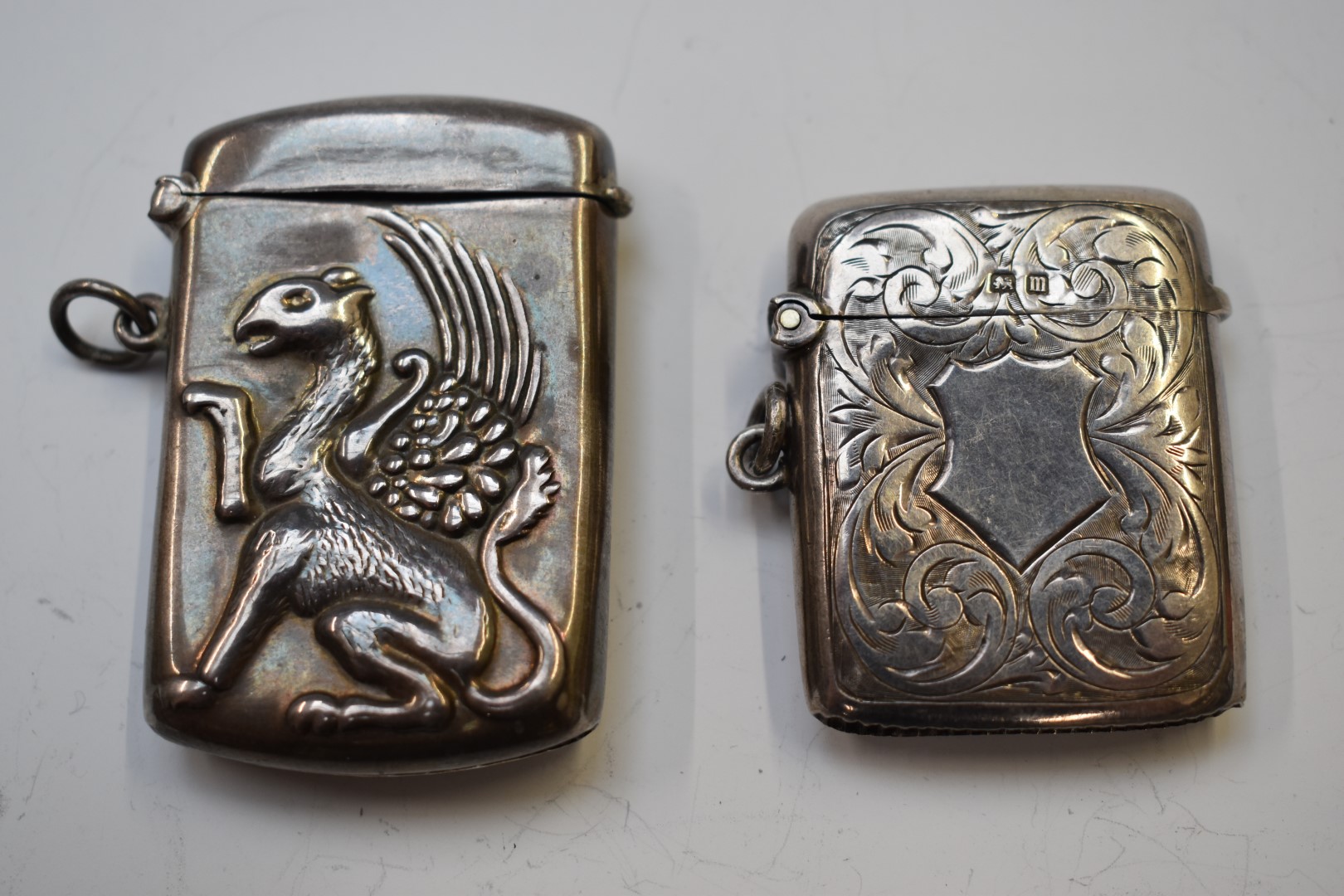Two silver vesta cases, one Birmingham 1911, maker Williams (Birmingham) Ltd, the other marked - Image 2 of 4