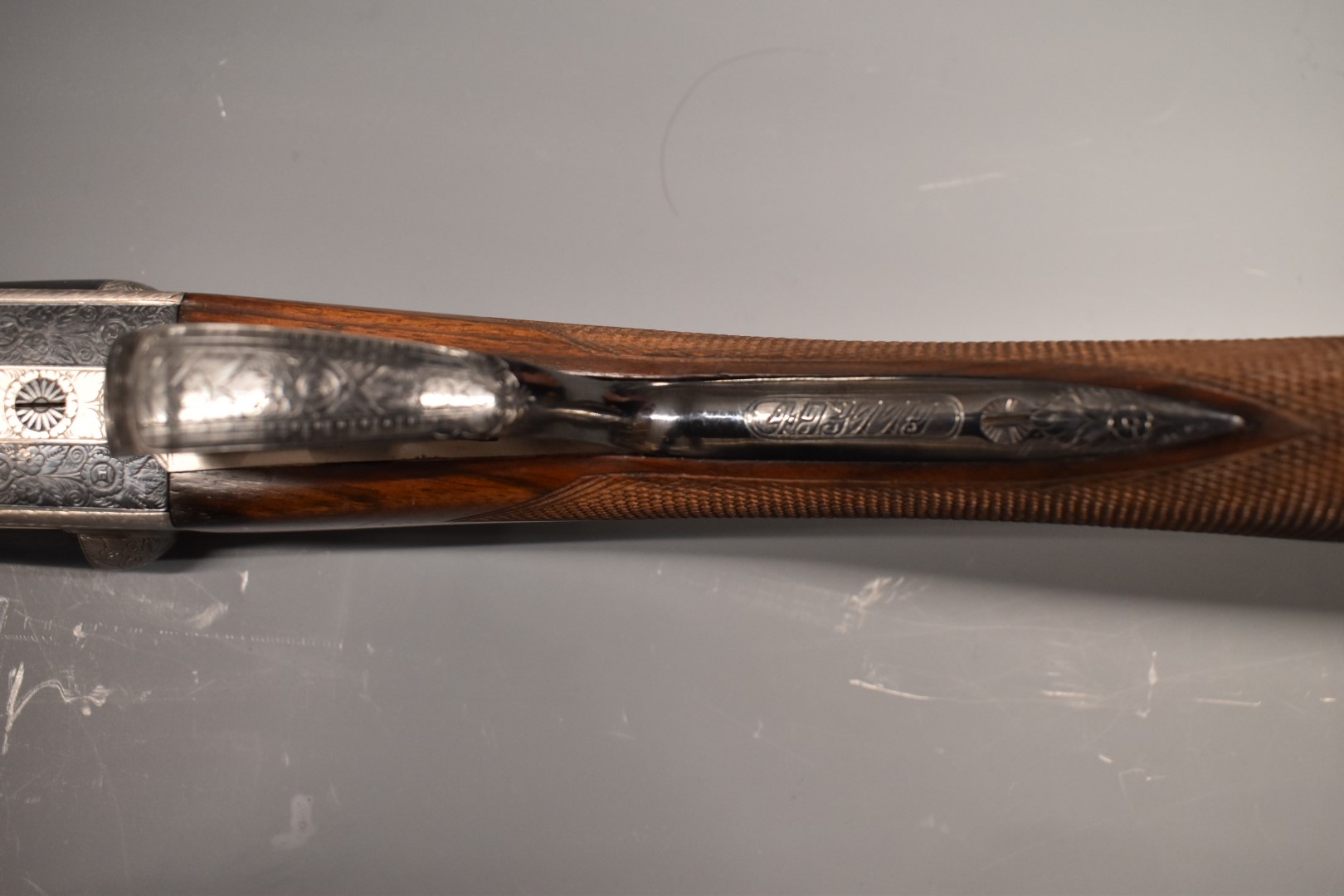 AYA No.4 12 bore ejector shotgun with heavily engraved decoration to the named locks, underside, - Image 11 of 12