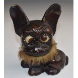 Novelty German dog clock, the eyes giving hours and minutes, H16cm
