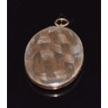 Georgian 9ct gold locket set with plaited hair, reading "Ann Western Ob 26th Dec 1776 Ce 61", 3.5