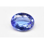 A loose 1.87ct oval cut natural tanzanite, with certificate