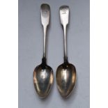 Two Irish George III hallmarked silver fiddle pattern table spoons, Dublin 1808, maker Tudor &