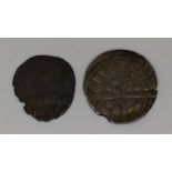 Edward III hammered halfpenny together with a penny
