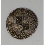Charles II hammered crowned bust third issue silver twopence with inner circles crown mint mark,