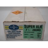 Two-hundred-and-fifty Gamebore Super XLR 12 bore shotgun cartridges, all sealed in original