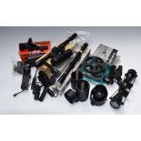 A collection of air rifle scopes and accessories including red dot laser sights, Hawke Sport Dot,
