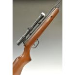 BSA Meteor .22 air rifle with semi-pistol grip and Tasco 4x20 scope, serial number WE0425C.